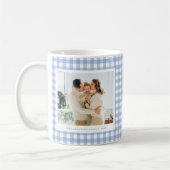 Blue Gingham Custom Photo Kaffeetasse (Links)