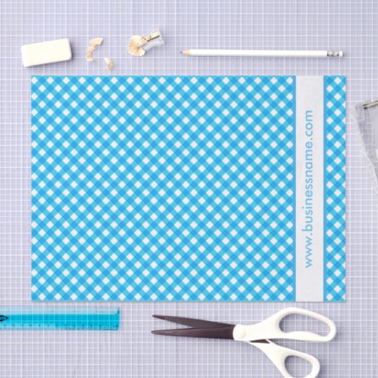 Blue Gingham Custom Text Seidenpapier (Handwerk)