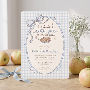 Blue Gingham Cutie Pie Boy Babyparty Einladung