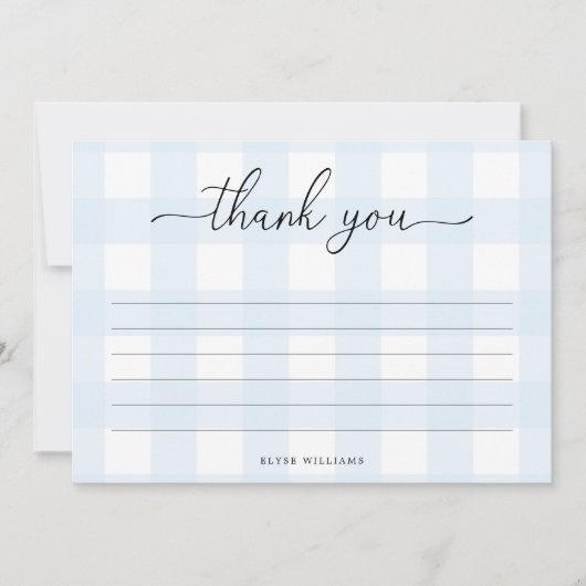 Blue Gingham Dankeschön Card Karte (Vorderseite)