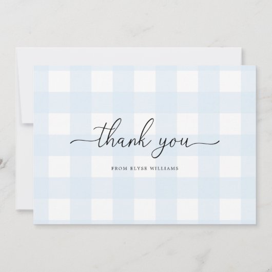 Blue Gingham Dankeschön Card Karte (Rückseite)