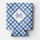 Blue Gingham Diamond Monogram Name kann cooler sei Dosenkühler (Vorderseite)
