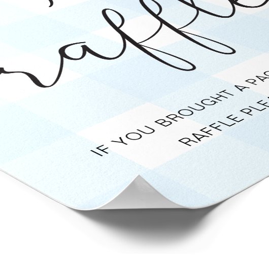 Blue Gingham Diaper Raffle Poster (Ecke)