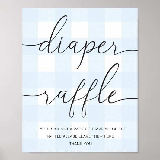 Blue Gingham Diaper Raffle Poster (Vorne)