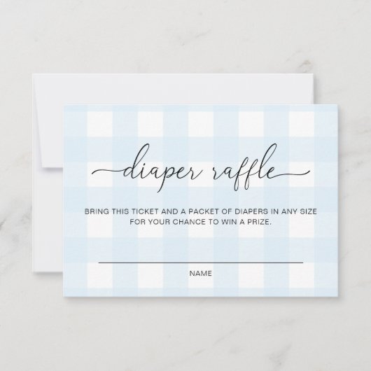 Blue Gingham Diaper Raffle Ticket Card Einladung (Vorderseite)