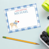 Blue Gingham Dog mit Bow Kids Custom Lunch Box Post-it Klebezettel