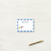 Blue Gingham Dog mit Bow Kids Custom Lunch Box Post-it Klebezettel (Auf Schreibtisch)