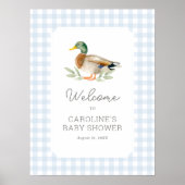 Blue Gingham Duck Baby Duck Begrüßungszeichen Poster (Vorne)