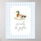 Blue Gingham Duck Baby Showkarten und Geschenke Poster (Vorne)