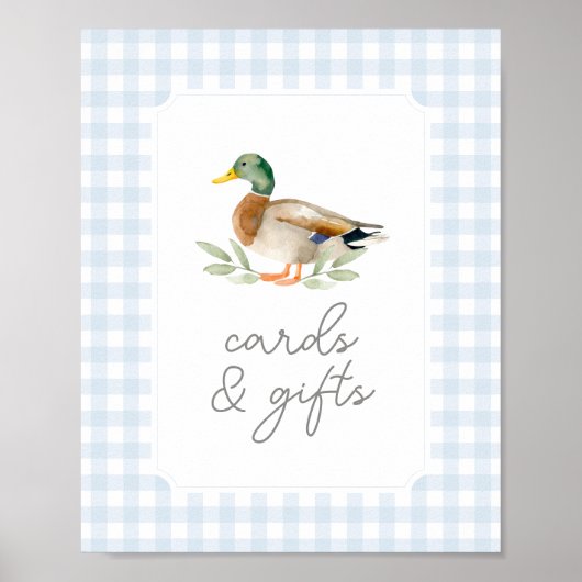 Blue Gingham Duck Baby Showkarten und Geschenke Poster (Vorne)