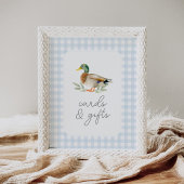 Blue Gingham Duck Baby Showkarten und Geschenke Poster