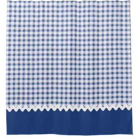 Blue Gingham Duwer Vorhang (Vorderseite)