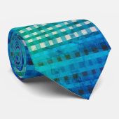 Blue Gingham Elegant Neck Tie Krawatte (Gerollt)