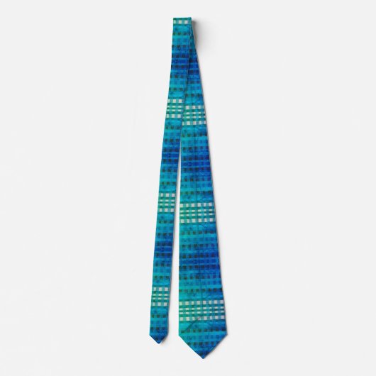 Blue Gingham Elegant Neck Tie Krawatte (Rückseite)