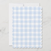 Blue Gingham Elegant Teddy Bear Baby Shower Einladung (Rückseite)