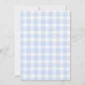 Blue Gingham Elegant Teddy Bear Baby Shower Einladung (Rückseite)