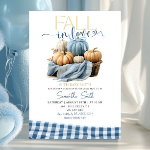 Blue Gingham Fall in Liebe Fall Theme Kinderdusche Einladung