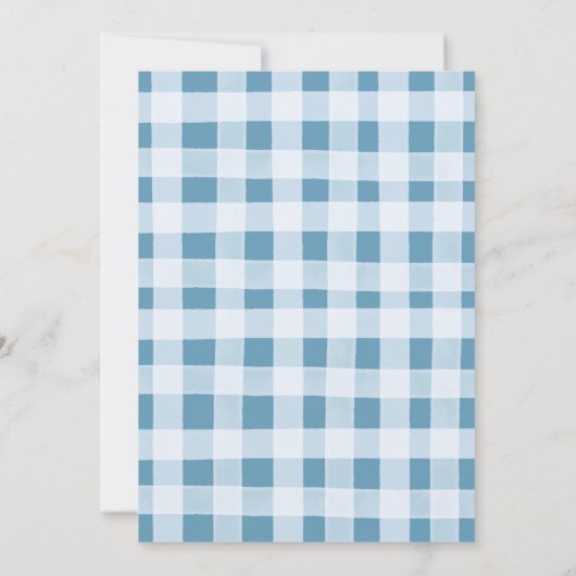 Blue Gingham Fall in Liebe Fall Theme Kinderdusche Einladung (Rückseite)