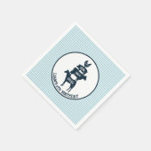 Blue Gingham Farm Theme Animal Birthday Serviette (Ecke)