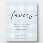 Blue Gingham Favors Sign Fotoplatte (Vorderseite)
