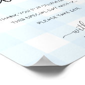 Blue Gingham Favors Sign Poster (Ecke)