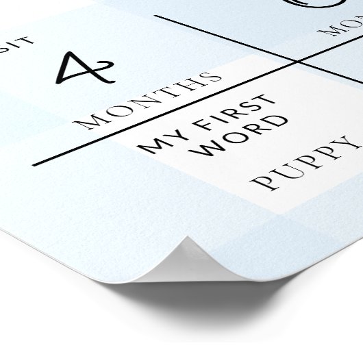 Blue Gingham First Birthday Foto Milestone Poster (Ecke)