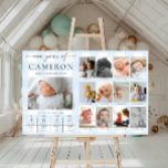 Blue Gingham First Birthday Foto Milestone Poster<br><div class="desc">Feiern Sie die ersten 12 Monate Ihres Kleinen mit diesem ersten Geburtstag ein Jahr Meilenstein-Fotos Zeichen. Passen Sie das Schild mit Ihren monatlichen Meilenstein-Bildern und den lustigen Fakten des Babys an. Um Text zum Design hinzuzufügen,  wählen Sie einfach die Schaltfläche "Anpassen" oben für erweiterte Anpassungsfunktionen.</div>