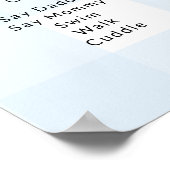 Blue Gingham First Birthday Milestone Timeline Poster (Ecke)