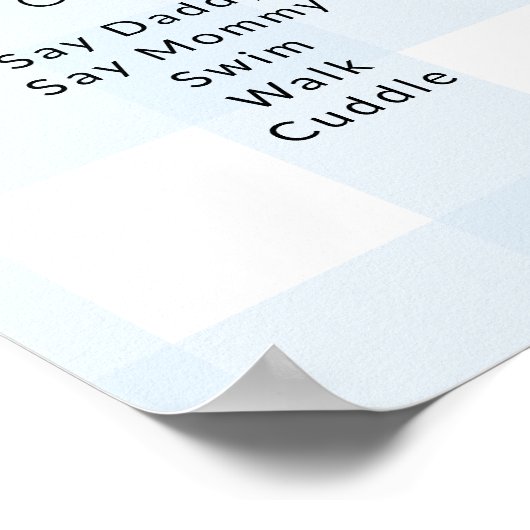 Blue Gingham First Birthday Milestone Timeline Poster (Ecke)