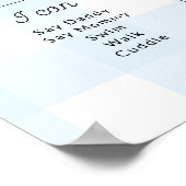 Blue Gingham First Birthday Milestone Timeline Poster (Ecke)