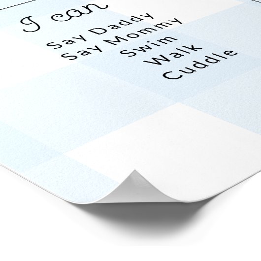 Blue Gingham First Birthday Milestone Timeline Poster (Ecke)