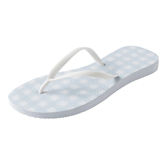 Blue Gingham Flip Flops Badesandalen (Schrägansicht)