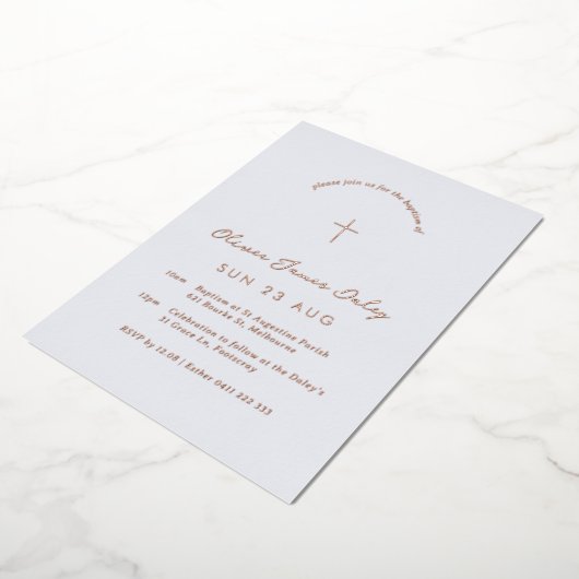 Blue Gingham Foil Taufe Einladung (Gedreht)