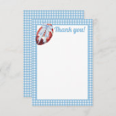 Blue Gingham Football Dankeschön Karte (Vorne/Hinten)