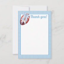 Blue Gingham Football Dankeschön Karte