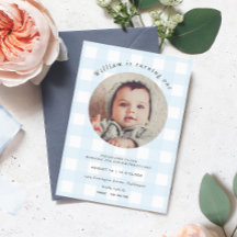 Blue Gingham Foto Birthday