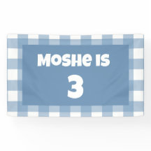 Blue Gingham Geburtstagsbanner