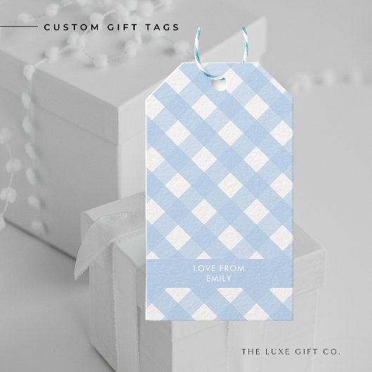 Blue Gingham Gift Tag Geschenkanhänger