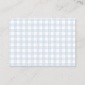 Blue Gingham Golf Baby Dusche Display Dusche Begleitkarte (Rückseite)