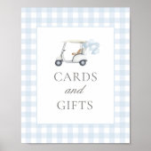 Blue Gingham Golf Baby Duschkarten und Geschenksch Poster (Vorne)