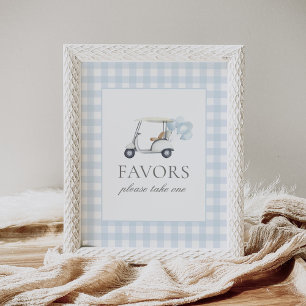 Blue Gingham Golf Baby Duwer Favorit Sign Poster