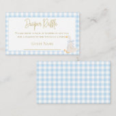Blue Gingham Goose Baby Duwer Diaper Raffle Begleitkarte (Vorne/Hinten)