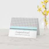 Blue Gingham gratuliert New Baby Boy Karte (Gelbe Blume)