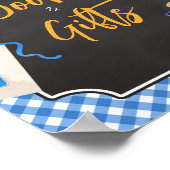Blue Gingham GRILLEN Baby Duschbücher und Geschenk Poster (Ecke)