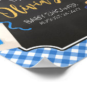 Blue Gingham GRILLEN Baby Dusche Willkommen Poster (Ecke)