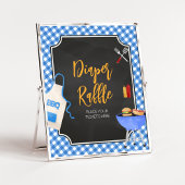 Blue Gingham GRILLEN Baby Duwer Diaper Raffle Poster