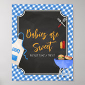 Blue Gingham GRILLEN Baby Shower Babies sind süß Poster (Vorne)