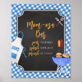 Blue Gingham GRILLEN Baby Shower Mama Osa Bar Poster (Vorne)