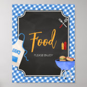 Blue Gingham GRILLEN Baby Showroom Food Sign Poster (Vorne)