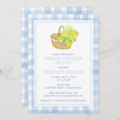 Blue Gingham Hydrangea Blume Basket Einladung (Vorne/Hinten)